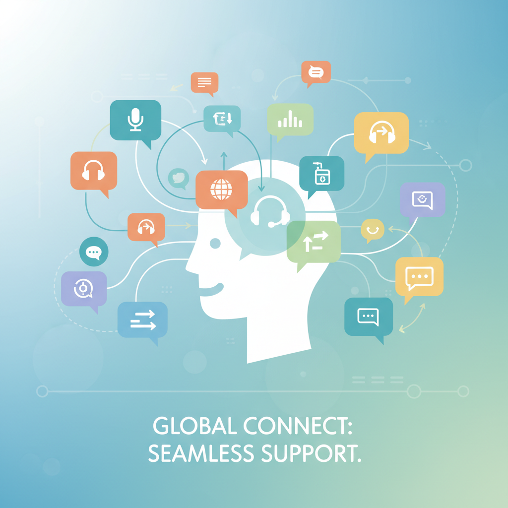 Abstract image of multilingual communication, representing global customer service